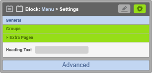 Menu Block - Extra Page Settings