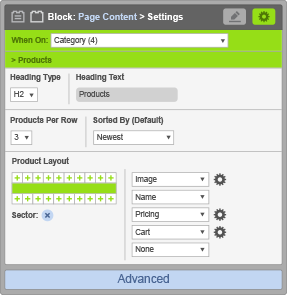 Page Content Block - When On Category - Products