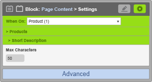 Page Content Block - Short Description Settings