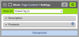 Page Content Block - When On Product Tag