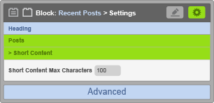 Recent Posts Block - Short Content Settings